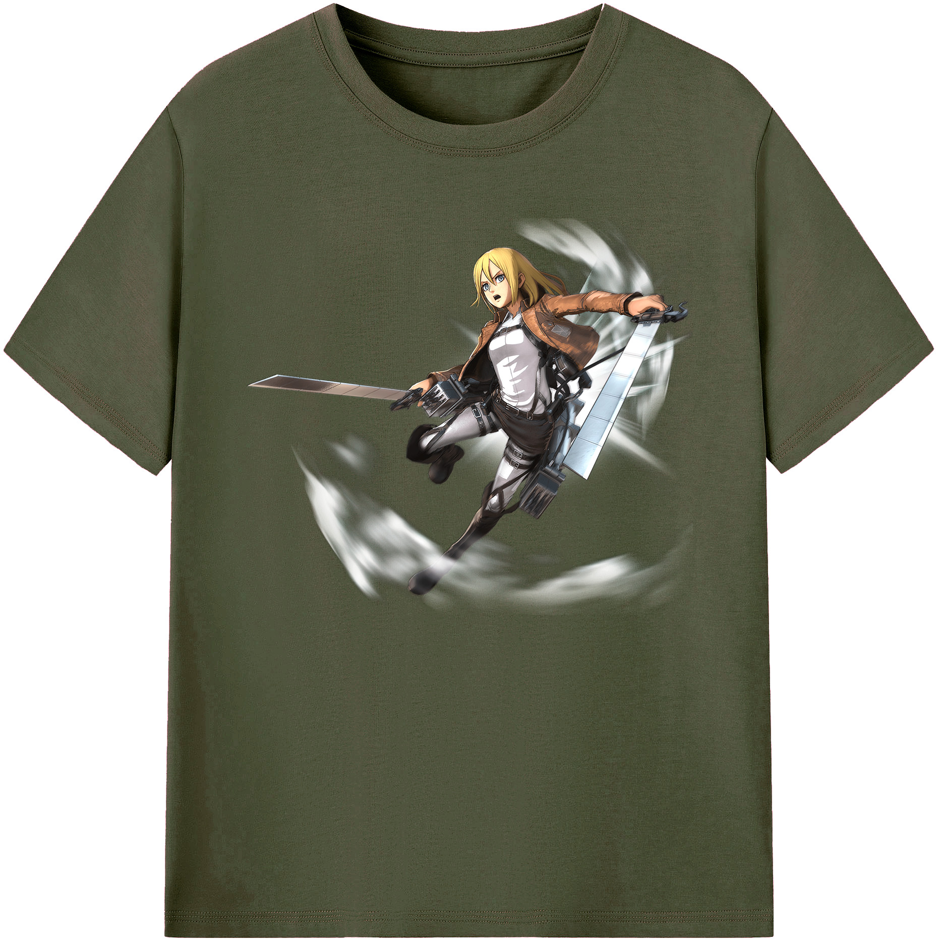 （画像用） 進撃の巨人 クリスタ·レンズ Attack on Titan Christa Lenz 綿100％ メンズ半袖Tシャツ｜肌触りやわらか＆通気性